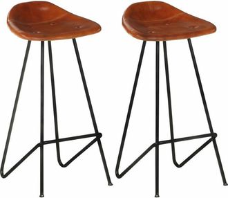 vidaXL Vidaxl - Taburetes de barra de cocina 2 uds cuero auténtico marrón