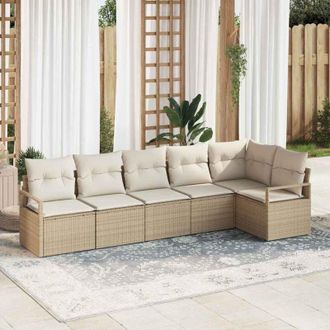 vidaXL Conjunto De Sof&aacute; De Jard&iacute;n 6 Pcs Beige Polirat&aacute;n Vidaxl