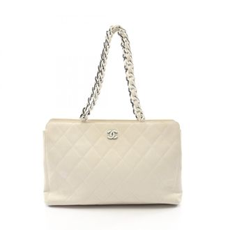 Chanel White Leather Handbag Tote Bag (Pre-Owned)
