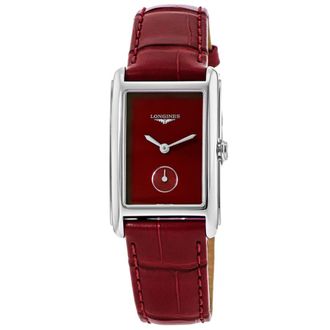 Longines DolceVita Quartz Red Dial Leather Strap Womens Watch L5.512.4.91.2
