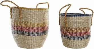 DKD Home Decor Juego De Cestas Dkd Home Decor Naranja Verde Hierba Marina (35 X 22 X 46 Cm) (2 Pcs)