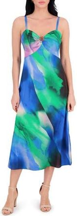 Siena My Balconia Charmeuse Midi Dress in Blue Multi at Nordstrom Rack, Size 10