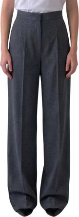 Max Mara Broeken, Dames, Grijs, XS, Wol, Pantaloni palazzo in lana plissettata