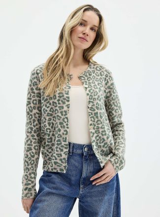 Contemporaine Womens Kitschy print knit Cardigan Sweater