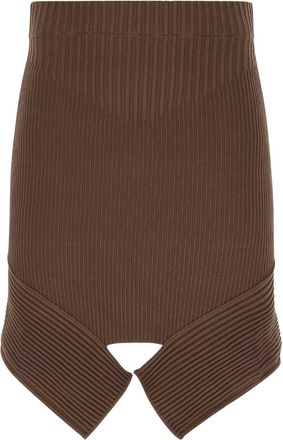 ADĀMO Andrea Adamo Brown Stretch Viscose Blend Skirt