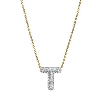 LuvMyJewelry Small Bubble Initial Letter 14K Yellow Gold Diamond Pendant Necklace in Gold T at Nordstrom