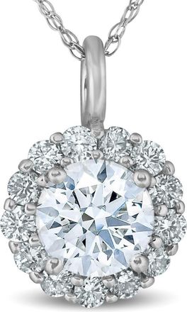 Pompeii3 1 Ct Halo Diamond Pendant Necklace 18 14k White Gold