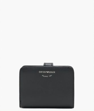 Emporio Armani Tumbled Leather Screen Printed Bifold Wallet