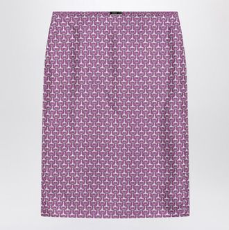 Gucci Pink Pencil Skirt With Horsebit Print