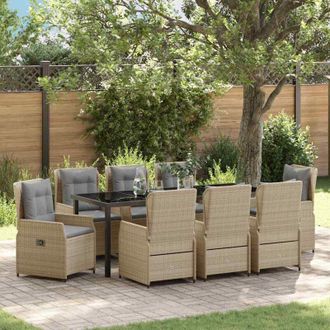 vidaXL Conjunto De Comedor De Jard&iacute;n 9 Pcs Beige Y Gris Claro Vidaxl