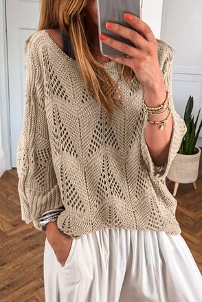 Azura Exchange Gehaakte Trui met Uitsparingen