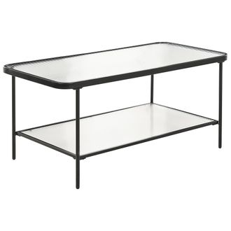 Beliani Beliani - Mesa De Centro Estilo Retro Rectangular Negra Con Estructura De Vidrio Templado Y Almacenaje Blair