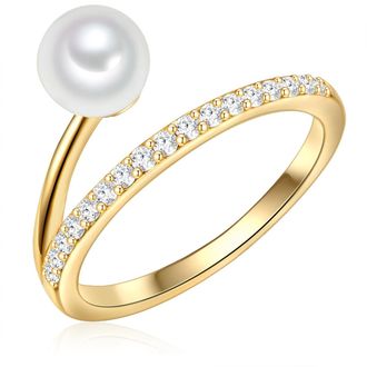 Valero Pearls Womens Ring 925/- Sterling Silver - Gold - Size P