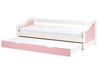 Beliani Sof&aacute; cama de madera rosa 90x200