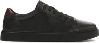 Kazar Schoenen, Heren, Zwart, 43 EU, Leer, Zwarte sneakers met bruine inzet