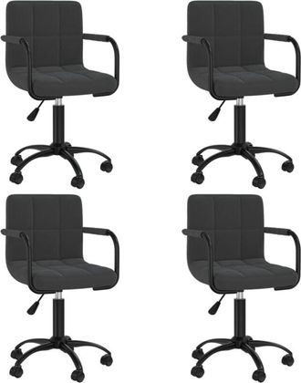 vidaXL Vidaxl - Sillas De Comedor Giratorias 4 Unidades Terciopelo Negro
