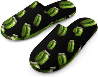 Generic Pickle Can Mens Cozy Memory Foam Slippers Warm Cotton House Shoes Comfy Slipper for Indoor Outdoor