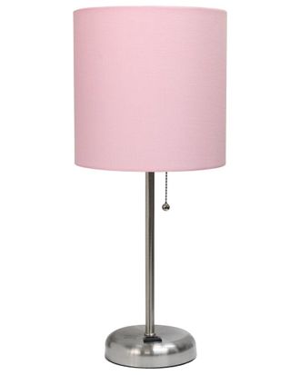 Lalia Home Stick Lamp With Charging Outlet And Fabric Shade