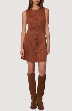 Lost + Wander Regal Poise Faux Suede Minidress in Coffee at Nordstrom, Size X-Small