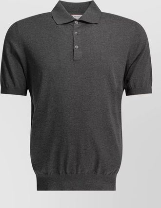 Brunello Cucinelli polo shirt buttons collar ribbed cuffs hem