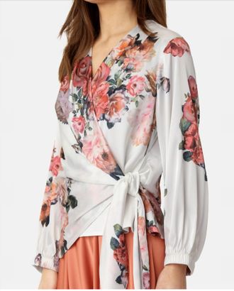 Karmamia Elena Wrap Blouse In Fiori Blanc