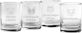 SUSQUEHANNA GLASS Like Cats And Dogs Assortment Rocks Glass Set Of 4