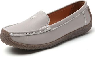 Generic Womens Moccasin Loafers Comfortable Hollow Walking Shoes Slip-on Shoes mom,Gray,6.5 UK