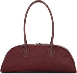 Kazar Donkerbruine langwerpige leren handtas met borstels - Dames - Handtassen - Bruin - ONE Size - Leer - Tassen