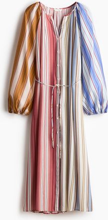 H&M Kleid mit Bindeg&uuml;rtel in Loose Fit - Mehrfarbig/Gestreift