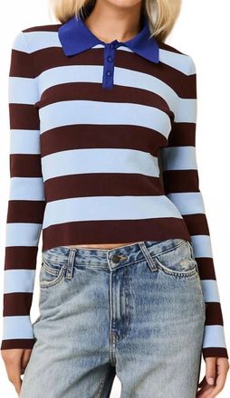 Solid & Striped Debra Striped Long Sleeve Top In Twilight / Raisin Brown