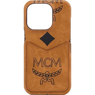 MCM iPhone 15 Pro Case in Maxi Visetos in Maxi Monogram Brown at Nordstrom