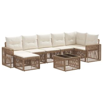 vidaXL Conjunto De Sof&aacute;s De Jard&iacute;n 8 Pcs Beige Y Blanco Crema Vidaxl