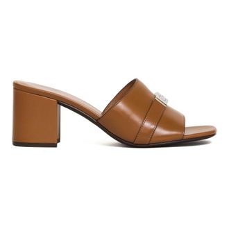 Tory Burch Leelee Heeled Mule - Dames - Muiltjes - Bruin - 37 1/2 EU - Leer - Schoenen