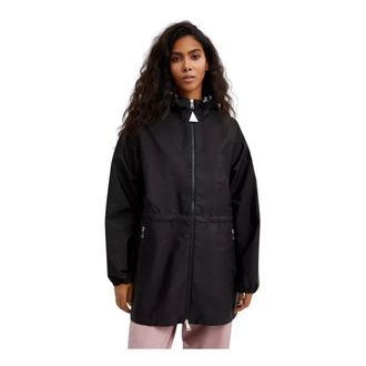 Moncler Rain Jackets, female, Black, Size: XL Wete Hooded Jacket