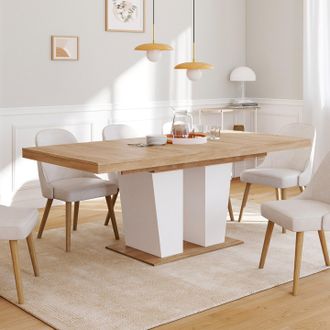 IDMarket Idmarket - Eliad Mesa De Comedor Extensible 6-10 Personas Madera Y Blanco 160-200 Cm