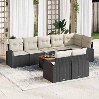 vidaXL Conjunto De Sof&aacute; De Jard&iacute;n 9 Pcs Negro, Blanco Vidaxl