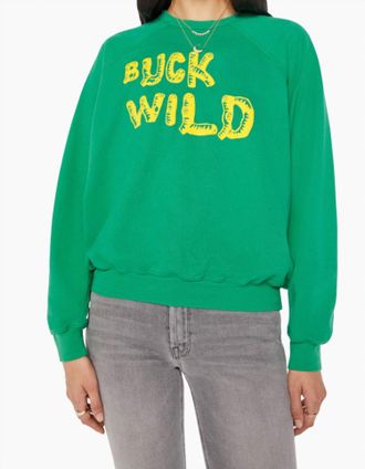 Mother Biggie Concert Long Sleeve Sweater In Green