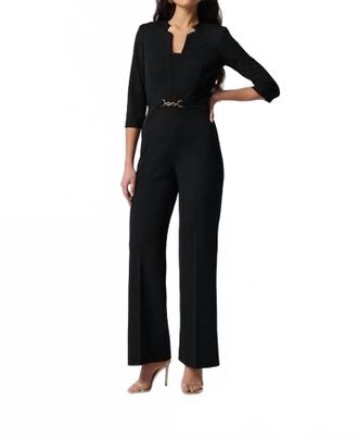 Joseph Ribkoff Scuba Crepe Wide-Leg Jumpsuit In Black