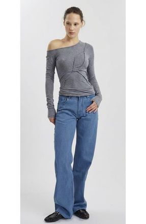 Mother of All Pepper Long Sleeved Off Shoulder T Shirt in Grey at Nordstrom, Size X-Small