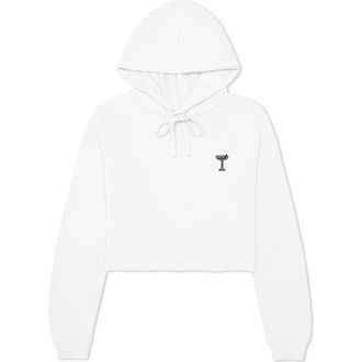 Dalix Coffee Martini Cropped Hoodie in White at Nordstrom, Size Xx-Large