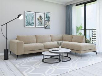 Polstero Ecksofa aus Samt in Beige