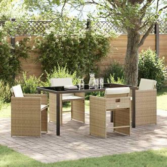 vidaXL Conjunto De Comedor De Jard&iacute;n Con Coj&iacute;n 5 Pcs Beige Polirat&aacute;n Vidaxl