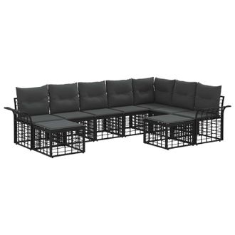 vidaXL Conjunto De Sof&aacute;s De Exterior 9 Pcs Negro Y Gris Oscuro Vidaxl