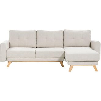 Beliani Beliani - Sof&aacute; Cama Esquinero Izquierdo De 3 Plazas De Tela Funci&oacute;n Extra&iacute;ble Respaldo Acolchado Patas De Madera Beige Siro