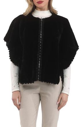 Gorski Reversible Collarless Genuine Shearling Jacket in Black/black at Nordstrom, Size X-Small