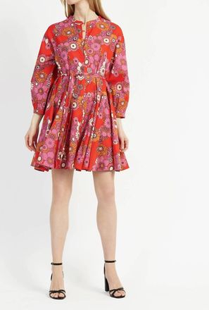 Ange Archie Tie Waist Dress In Red & Multi-Color