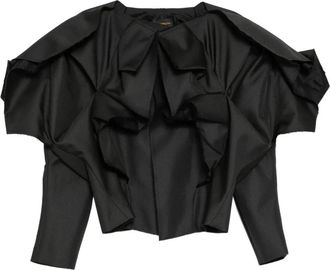 Comme Des Gar&ccedil;ons Gekreukelde Jas - Dames - Blouses - Zwart - M - Polyester - Overhemden