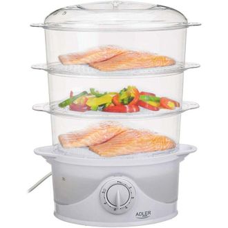 Adler Europe Vaporiera 3 Livelli Contenitori Pentola Cottura Vapore Elettrica 9lt 800W Adler