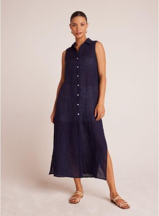 Bella Dahl Womens Side Slit Collared Neck Midi Dress in Navy - Size 8 UK