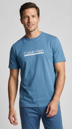 Calvin Klein T-Shirt CALVIN KLEIN SS 30s E SPRTSWR 2 G, Herren, Gr. XXL, blau (blausteel), Single Jersey, Obermaterial: 100% Baumwolle, unifarben, regular fit h&uuml;ft
